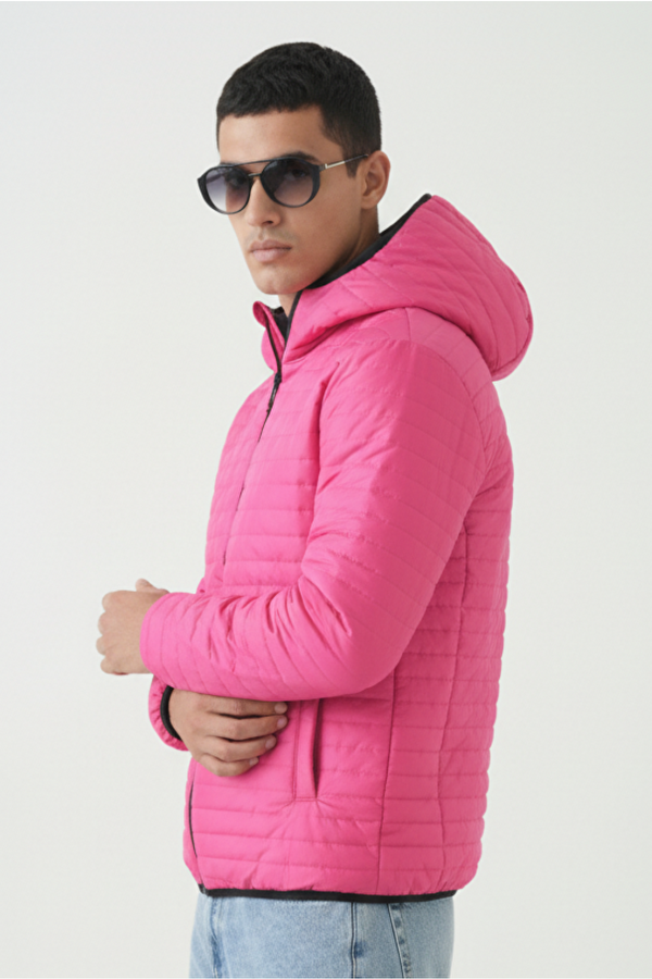 D1fference İçi Astarlı Cepli Kapüşonlu Jel Elyaf Su ve Rüzgar Geçirmez Şişme Kışlık Erkek Mont