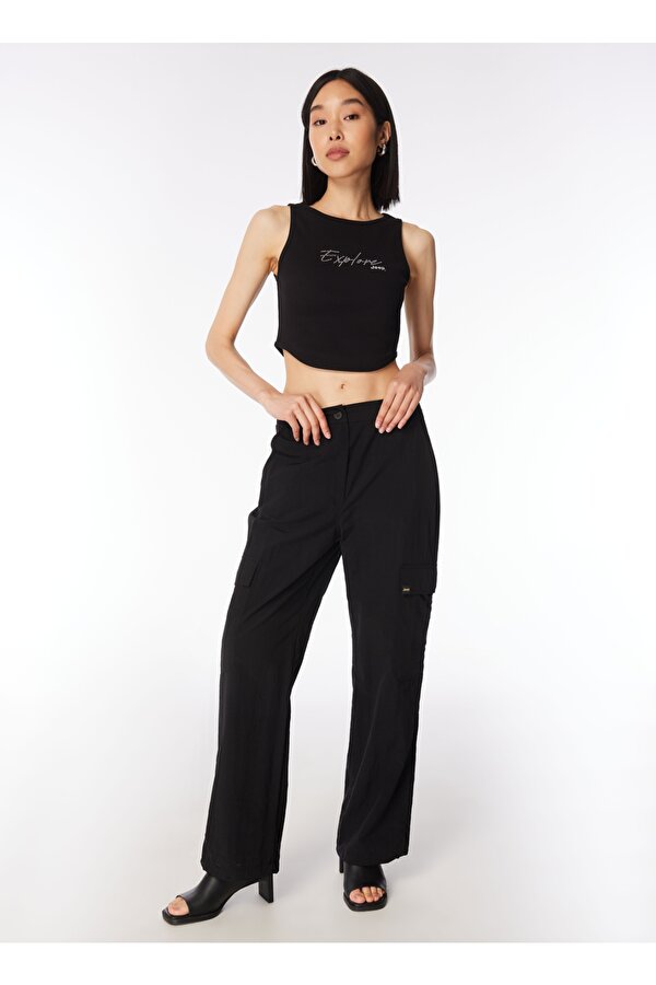 Normal Bel Relaxed Siyah Kadın Pantolon C4SL-PNT4030