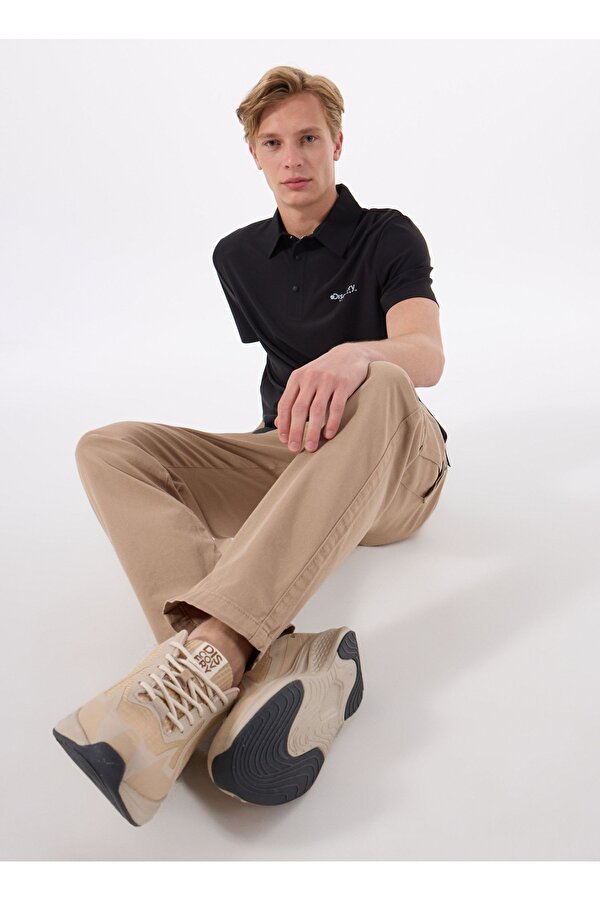 Discovery Expedition D5SM-TST3855 Siyah Relaxed Düz Erkek Polo T-Shirt