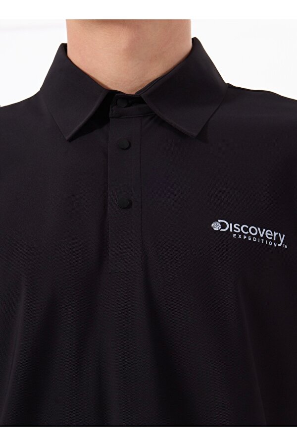 Discovery Expedition D5SM-TST3855 Siyah Relaxed Düz Erkek Polo T-Shirt