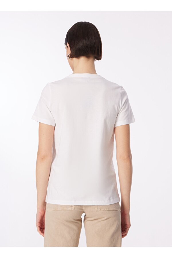 Fabrika Beyaz Kadın V Yaka Basic T-Shirt F4SL-TST0354
