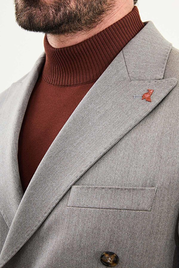 Mcr Düz Slim Fit Geniş Yaka Punto Dikiş Kruvaze Erkek Takım Elbise 45421