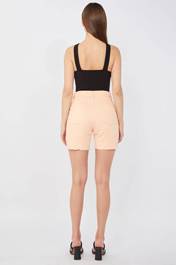 Banny Jeans Kadın Basic Paçası Kesik Jean Şort Somon