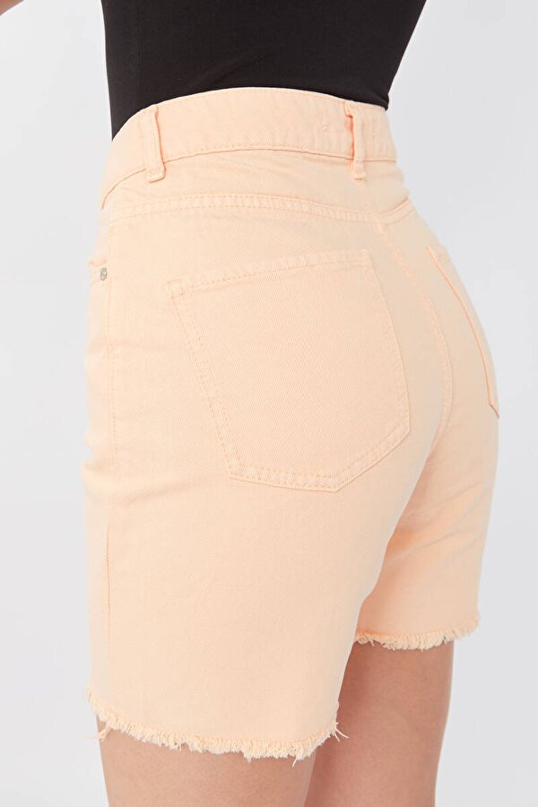 Banny Jeans Kadın Basic Paçası Kesik Jean Şort Somon