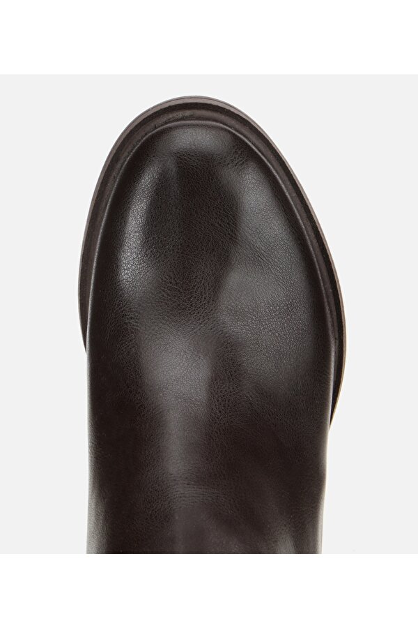 Hotiç Kadın Kahverengi Metal Detaylı Kalın Tabanlı Bilekte Düz Bot