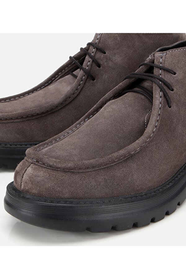 Hotiç Erkek Süet Deri Gri Dikiş Detaylı Klasik Bot
