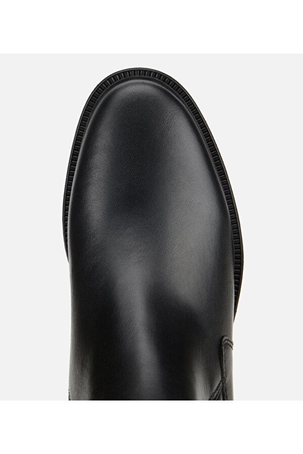 Hotiç Kadın Deri Siyah Lastik Detaylı Bilekte Düz Bot