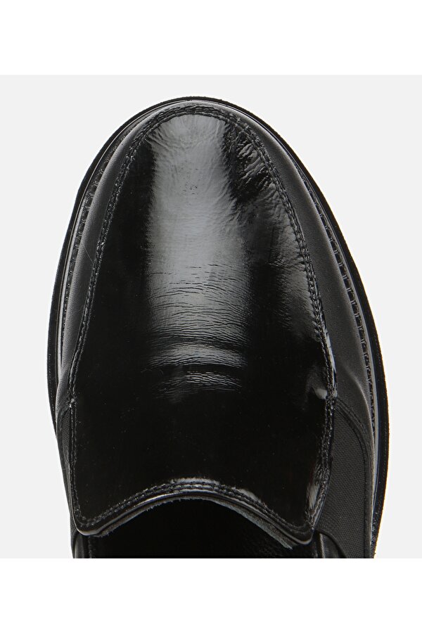 Hotiç Kadın Deri Siyah Lastik Detaylı Dolgu Topuklu Günlük Loafer