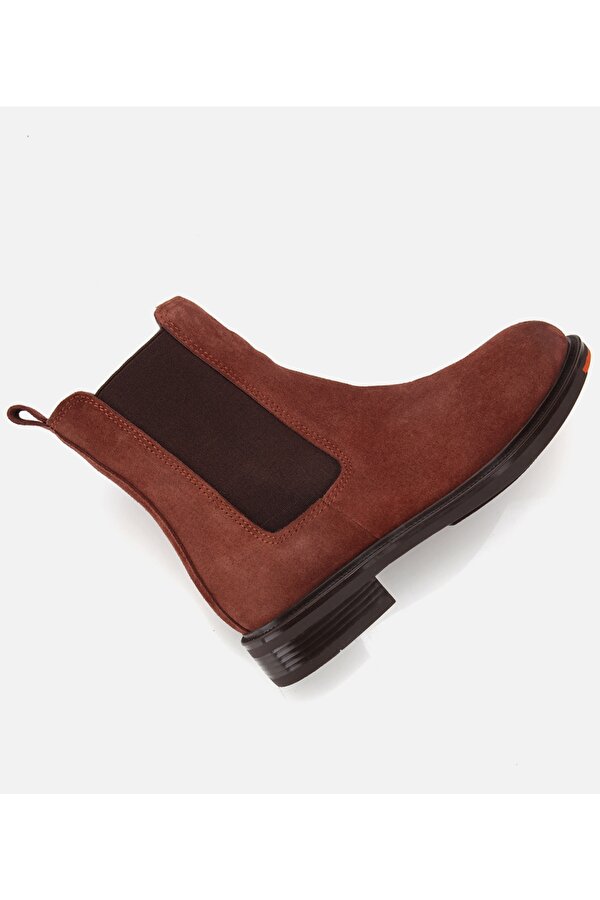 Hotiç Kadın Süet Deri Taba Lastik Detaylı Düz Bot