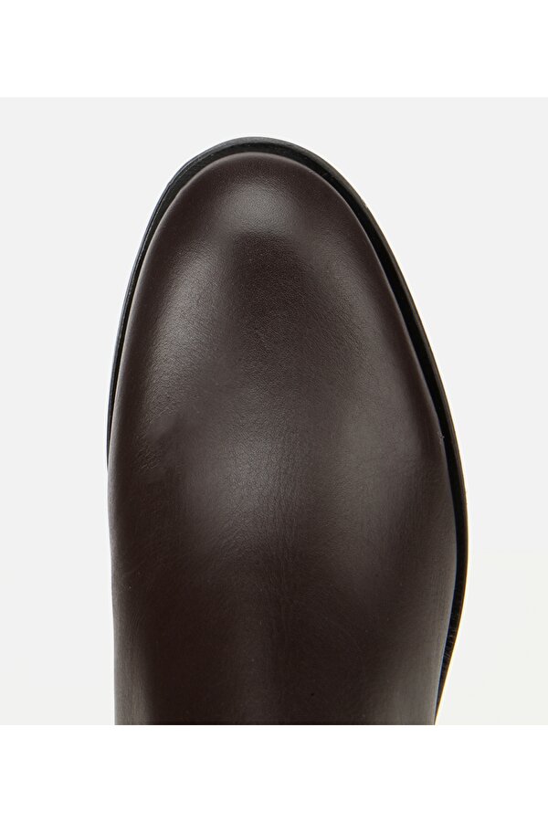 Hotiç Kadın Deri Kahverengi Lastik Detaylı Bilekte Düz Bot