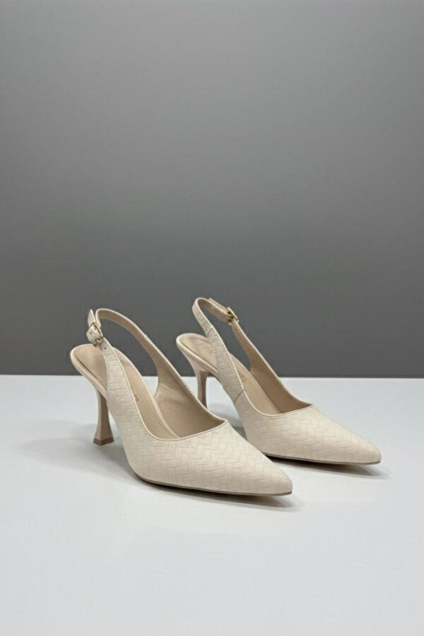 Papuç Sepeti 5031 Kadın 9 Cm Topuklu Arkası Açık Stiletto Ayakkabı