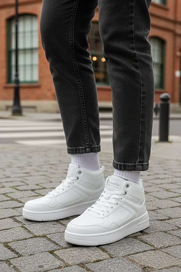 LOWNER PU HI 5PR Beyaz Unisex High Sneaker - Görsel 3