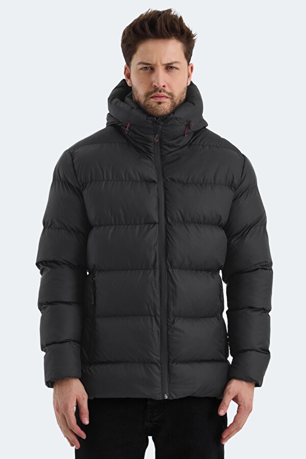 Slazenger HANK Erkek Kapüşonlu Şişme Siyah Mont & Kaban