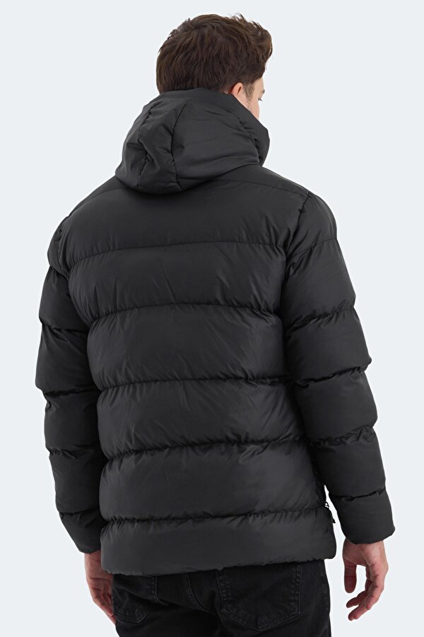 Slazenger HANK Erkek Kapüşonlu Şişme Siyah Mont & Kaban