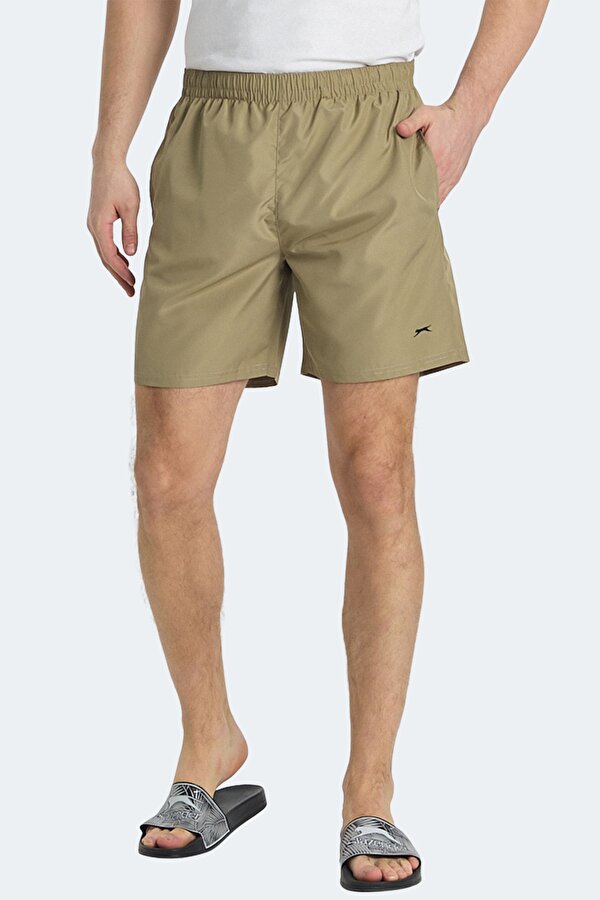 Slazenger RATING KTN Erkek Cepli Deniz Şortu Bej Mayo