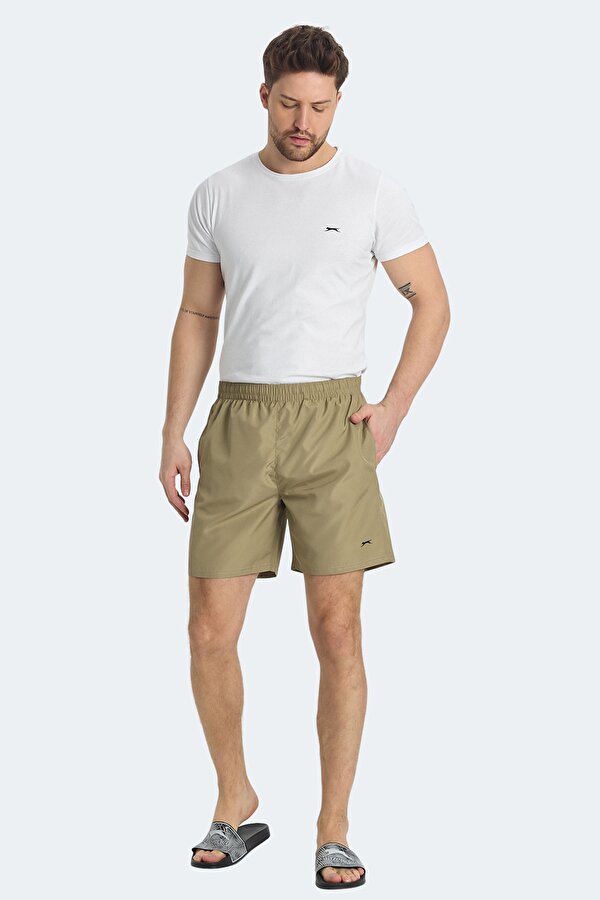 Slazenger RATING KTN Erkek Cepli Deniz Şortu Bej Mayo