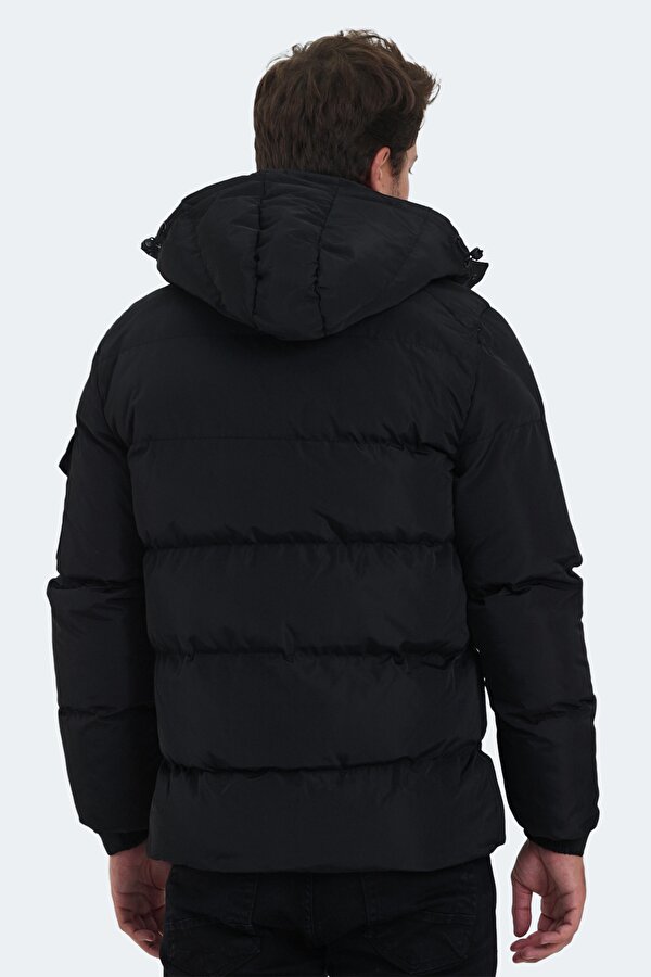 Slazenger GALAL Erkek Kapüşonlu Şişme Siyah Mont & Kaban