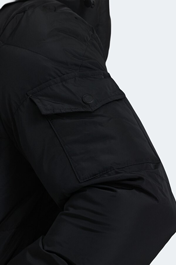 Slazenger GALAL Erkek Kapüşonlu Şişme Siyah Mont & Kaban