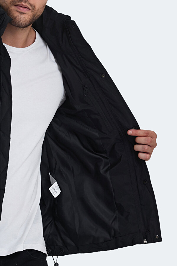 Slazenger GALAL Erkek Kapüşonlu Şişme Siyah Mont & Kaban