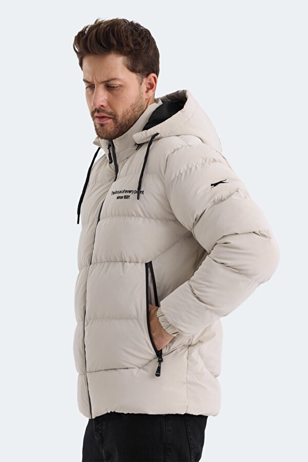 Slazenger HEINER Erkek Kapüşonlu Şişme Bej Mont & Kaban