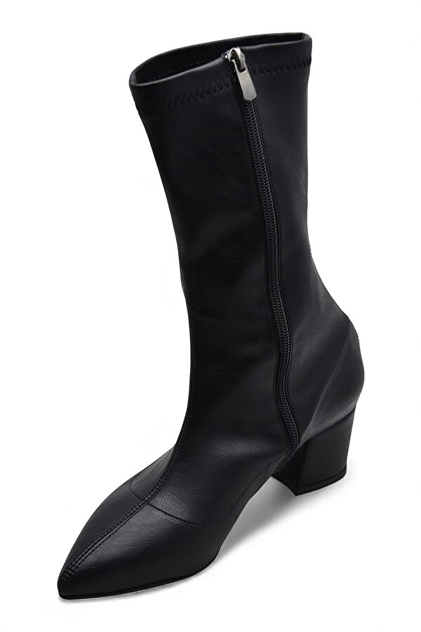 Ispartalılar 475 Günlük Fermuarlı 6cm Kadın Topuklu Bot Ayakkabı Kalın Topuk Klasik Topuklu Bot