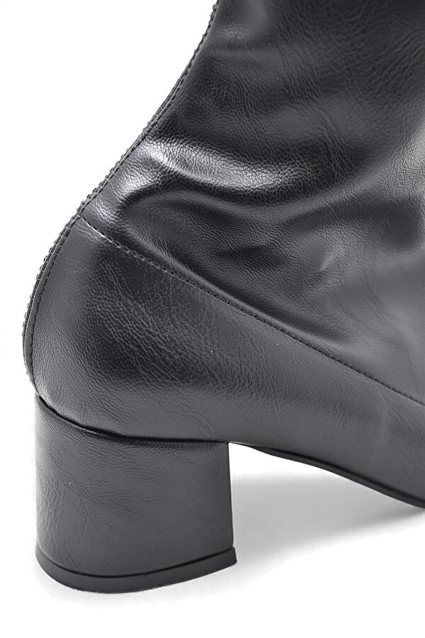 Ispartalılar 475 Günlük Fermuarlı 6cm Kadın Topuklu Bot Ayakkabı Kalın Topuk Klasik Topuklu Bot