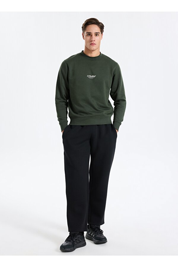 Jack & Jones Bisiklet Yaka Koyu Yeşil Erkek Sweatshırt 12278791_JJESOHO SWEAT CREW NECK NO