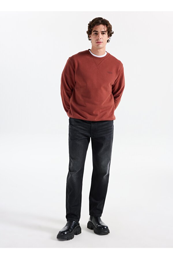 Jack & Jones Bisiklet Yaka Kızıl Kahve Erkek Sweatshırt 12283399_JPRCCMATEO SWEAT CREW NECK