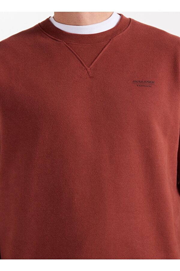 Jack & Jones Bisiklet Yaka Kızıl Kahve Erkek Sweatshırt 12283399_JPRCCMATEO SWEAT CREW NECK