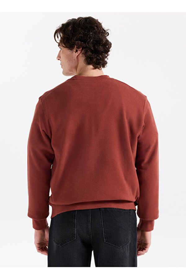 Jack & Jones Bisiklet Yaka Kızıl Kahve Erkek Sweatshırt 12283399_JPRCCMATEO SWEAT CREW NECK