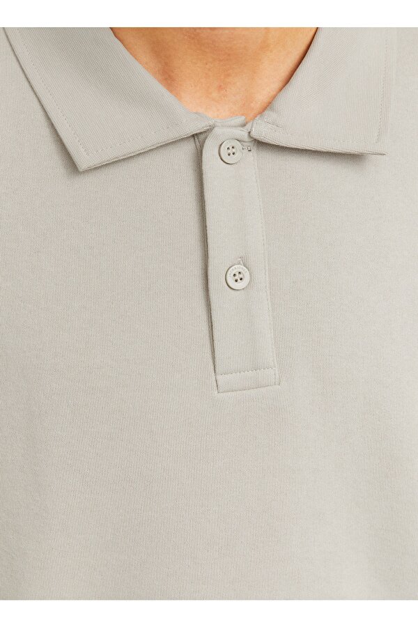 Jack & Jones Polo Yaka Bej Erkek Sweatshırt 12278586_JJEBRADLEY SWEAT POLO NOOS