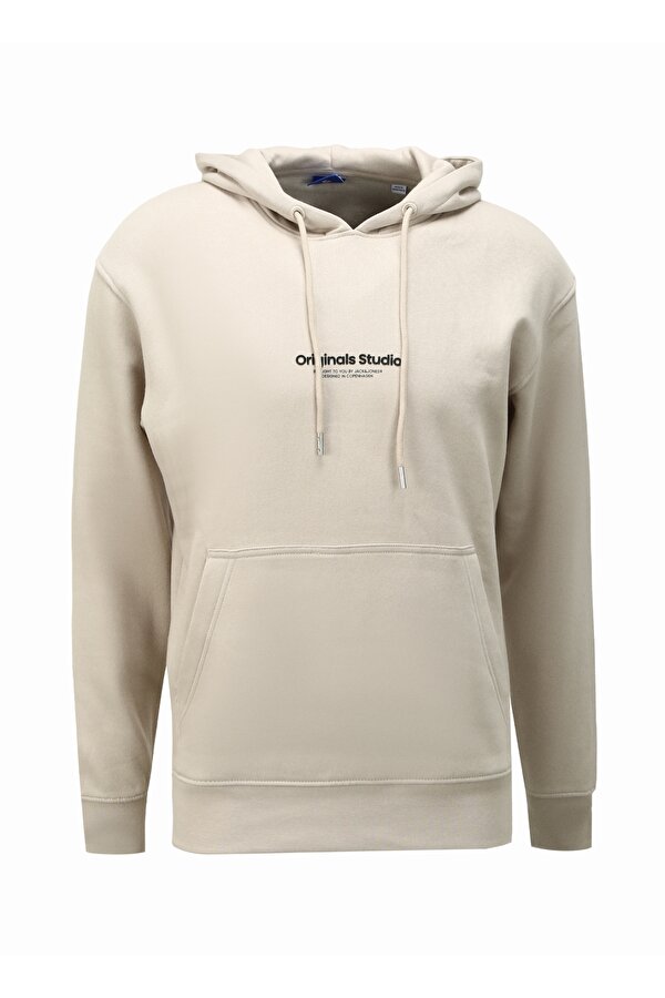 Jack & Jones Kapüşon Yaka Krem Erkek Sweatshırt 12241687_JORVESTERBRO SWEAT HOOD NO