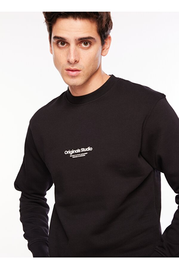 Jack & Jones Bisiklet Yaka Siyah Erkek Sweatshırt 12241694_JORVESTERBRO SWEAT CREW NE