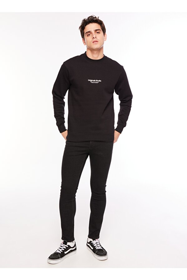 Jack & Jones Bisiklet Yaka Siyah Erkek Sweatshırt 12241694_JORVESTERBRO SWEAT CREW NE