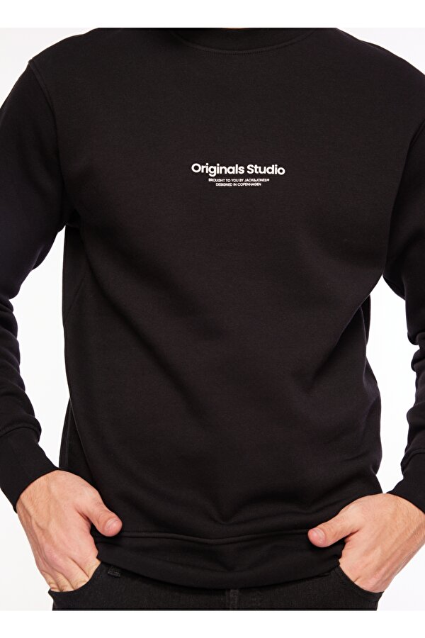 Jack & Jones Bisiklet Yaka Siyah Erkek Sweatshırt 12241694_JORVESTERBRO SWEAT CREW NE