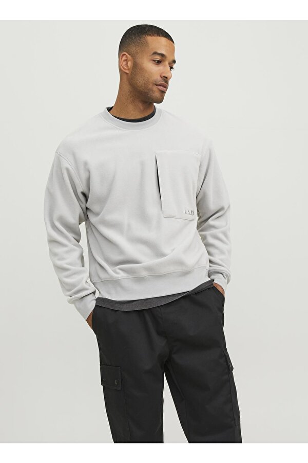 Jack & Jones Siyah Erkek Yuvarlak Yaka Geniş Fit Sweatshirt 12241523_JCOLAB SWEAT CREW NECK AW2