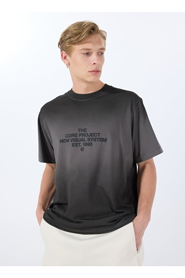 Jack & Jones Bisiklet Yaka Siyah Erkek T-Shirt 12276661_JCOHORIZON FADE SPRAY TEE