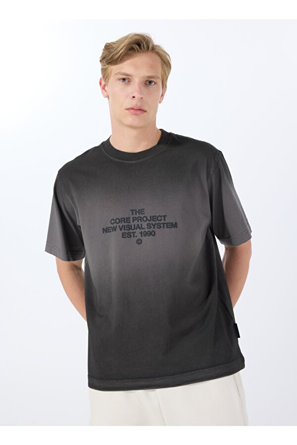 Jack & Jones Bisiklet Yaka Siyah Erkek T-Shirt 12276661_JCOHORIZON FADE SPRAY TEE