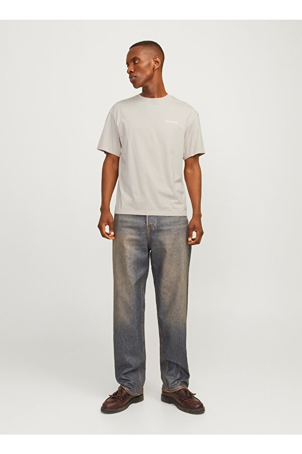 Jack & Jones Bisiklet Yaka Bej Erkek T-Shirt 12256589_JJELEGACY TEE SS O-NECK NO