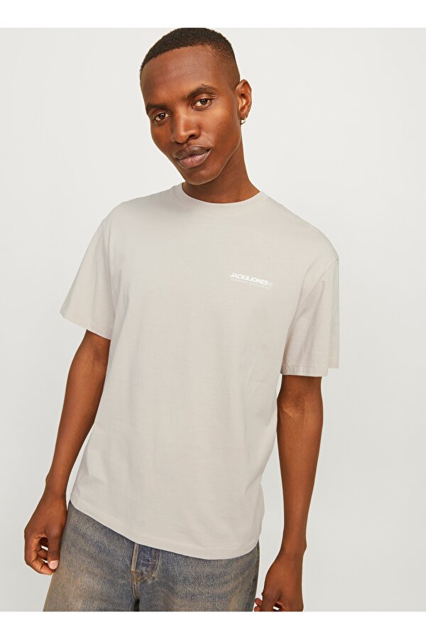 Jack & Jones Bisiklet Yaka Bej Erkek T-Shirt 12256589_JJELEGACY TEE SS O-NECK NO