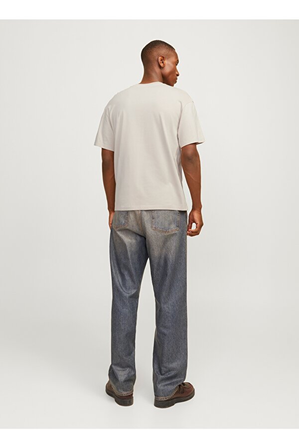 Jack & Jones Bisiklet Yaka Bej Erkek T-Shirt 12256589_JJELEGACY TEE SS O-NECK NO