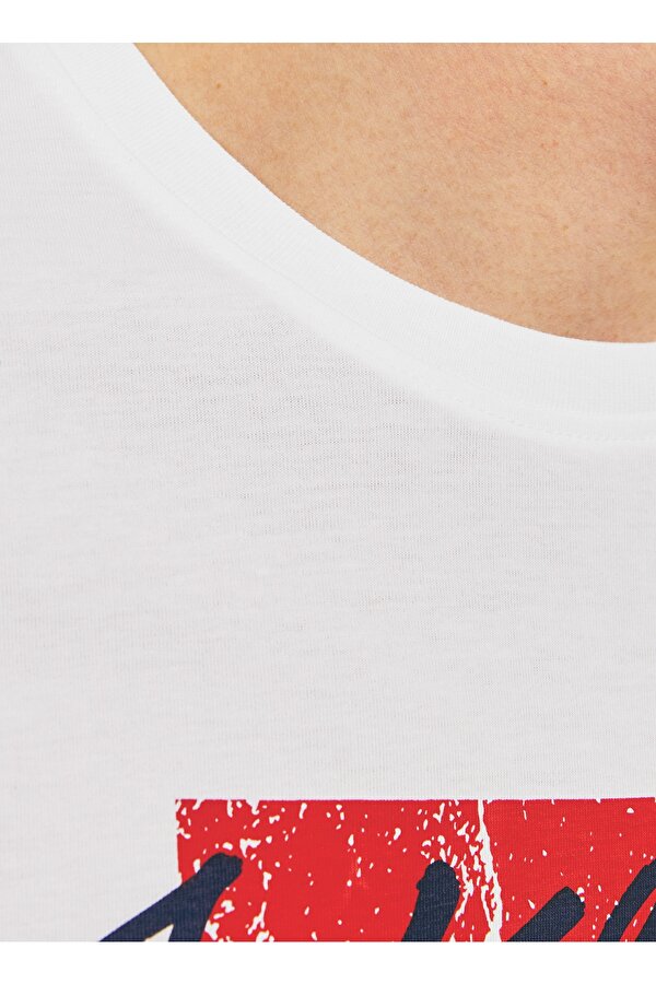 Jack & Jones Beyaz Erkek Regular Fit T-Shirt 12256774_JJTILEY TEE SS CREW NECK L