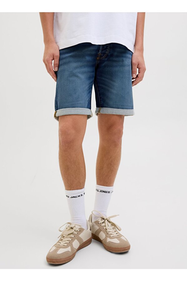 Jack & Jones Mavi Erkek Normal Bel Normal Kalıp Denim Şort 12269605_JJIRICK JJICON I.K. SHORTS