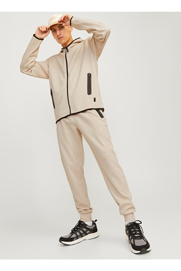 Jack & Jones Normal Bel Lastikli Paça Bej Erkek Pantolon JPSTWILL FUSION SWEAT PANTS NOOS