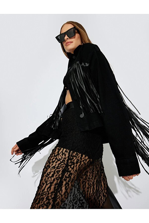 Koton Kadın Oversize Püsküllü Kot Ceket 5WAL50061MD