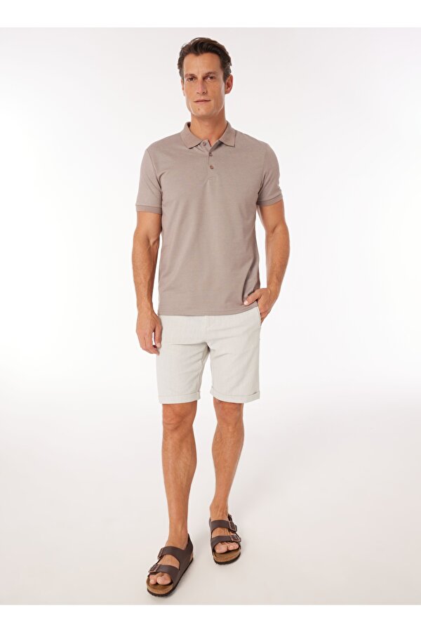 Fabrika Düz Bej Erkek Polo T-Shirt F4SM-TST 0942