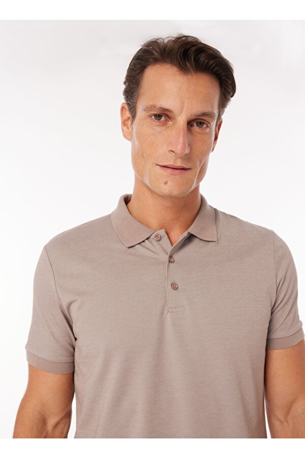 Fabrika Düz Bej Erkek Polo T-Shirt F4SM-TST 0942