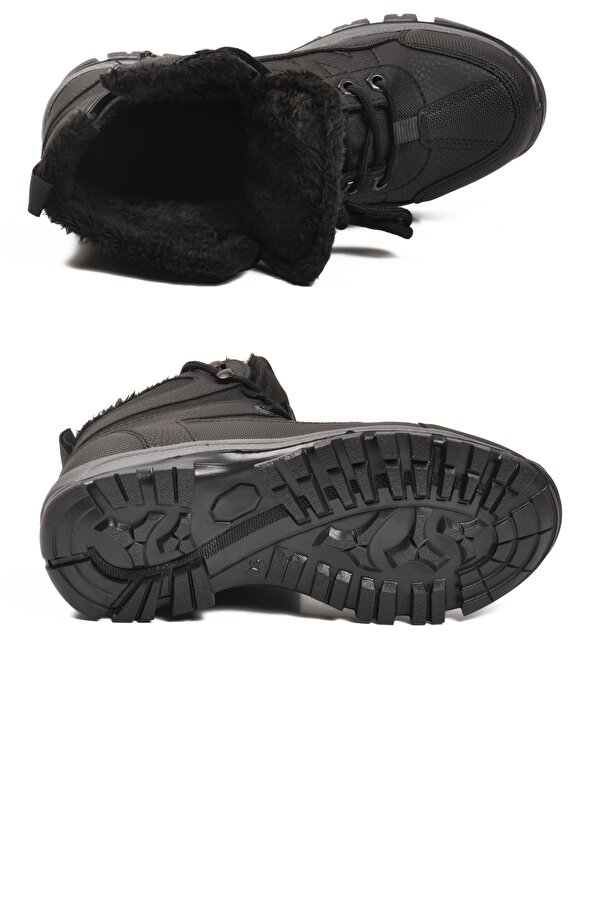 Ayakmod Siyah Kırışık İçi Kürklü Soğuğa Dirençli Kaymaz Taban Unisex Outdoor Bot 980 G