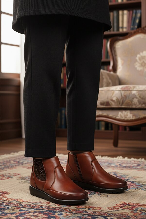 Ayakmod Taba Jel Taban Anatomik Fermuarlı Kadın Bot 301 Z