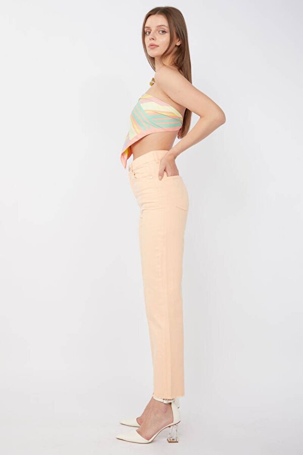 Banny Jeans Kadın Basic Paçası Kesik Jean Pantolon Somon